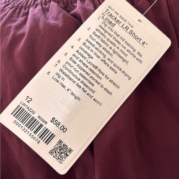 lululemon athletica Women's Burgundy Athletic Shorts - Picture 3 of 3